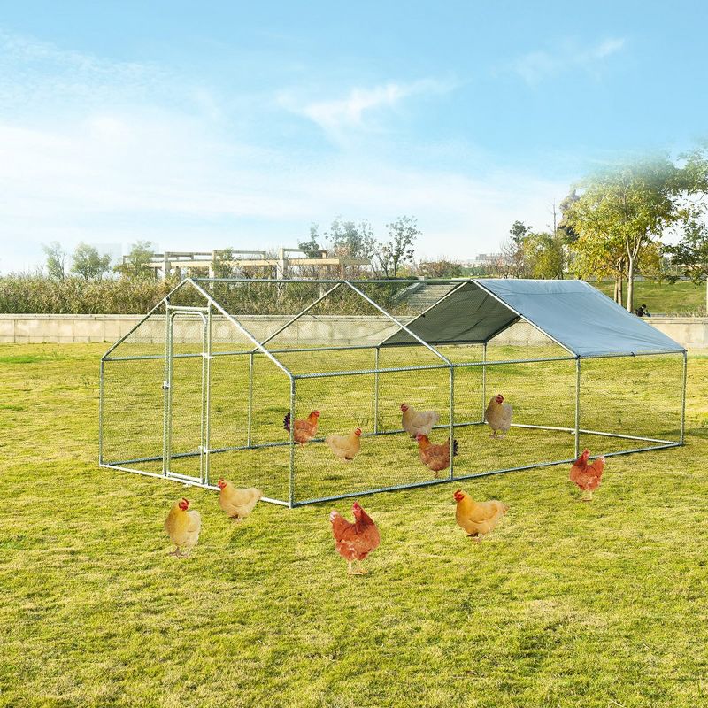 Costway Large Walk In Chicken Coop Run House Shade Cage 10'x20' with Roof Cover Backyard, 4 of 10