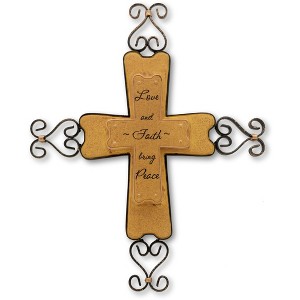 Pavilion Gift Company - Love and Faith - 9" Wall Hanging Cross - Decorative Objects - 1 of 3