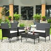 Costway 4PCS Patio Furniture Set Rattan Wicker Conversation Set Outdoor - 3 of 4