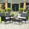 Costway 4PCS Patio Furniture Set Rattan Wicker Conversation Set Outdoor - image 3 of 4