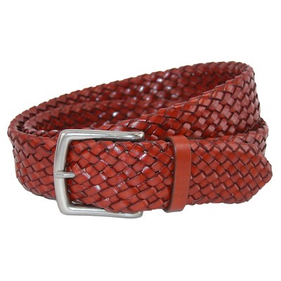 CrookhornDavis Men's Toscana Leather Tubular Braided Belt, 40, Chili