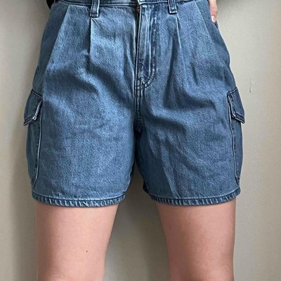 Buy MID-RISE DENIM STRAIGHT CARGO SHORTS for Women Online in India