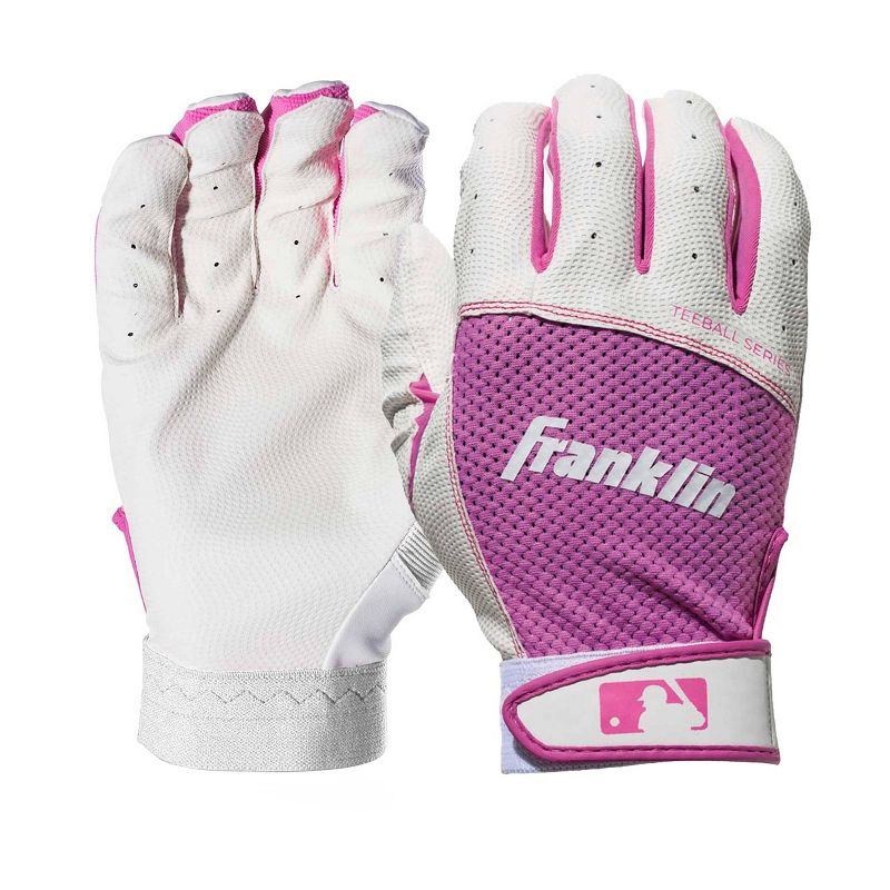 Franklin Sports Youth Tee ball Flex Series Batting Gloves - White/Pink - XXS, 1 of 3