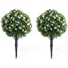 Acekool Set of  Artificial Topiary Ball Trees, UV-Resistant Faux Plants with Flowers, Metal Stakes, Indoor/Outdoor Decor - 2 of 4