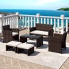 Tangkula 6 PCS Patio Furniture Set w/ 1 Loveseat 1 Coffee Table 2 Armchairs 2 Ottomans - 2 of 4