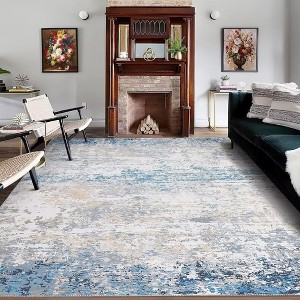 Modern Abstract Rug Washable Rug Low Pile Non-Slip Rugs for Living Room Bedroom - 1 of 4