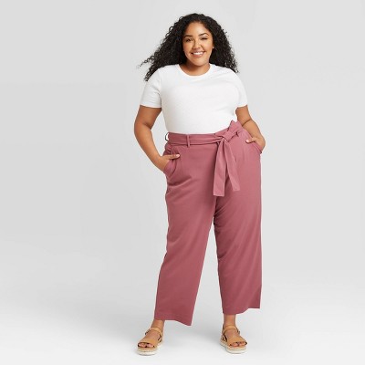plus size high waisted tie pants