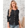 Garvee Women Long Sleeve Button Down Open Front Ribbed Knit Crop Cardigan Tops Slim Fit Sweater Pullover - 3 of 4