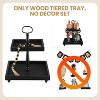 Attop Tiered Tray Stand, Rustic Wooden 2 Tier Decorative Tray with Bead Garland, Farmhouse Square Wood Serving Tray Counter Centerpiece (Black) - 4 of 4