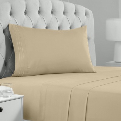 Twin Beige Microfiber Deep Pocket Sheet Set