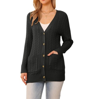 INSPIRE CHIC Women's Casual V Neck Long Sleeve Button Down with Pockets Cardigans