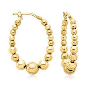 Ross-Simons Italian 3-6mm 18kt Gold Over Sterling Bead Oval Hoop Earrings - 1 of 4