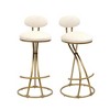 Resenkos Counter Bar Stools, Counter Stool,Round Armless Velvet Barstools with Back, Set of 2 Counter Chair(Gold & Creamy White) Off-White - 3 of 4