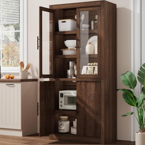 TackView Storage Cabinet with 4 Doors and Adjustable Shelves - Freestanding Kitchen Pantry Cupboard with Magnetic Doors for Dining and Living Room - 1 of 4