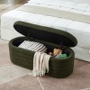 Oval Storage Ottoman Bench,Upholstered Teddy Fabric Footstools,End Of Bed Stool With Safety Hinge For Bedroom, Living Room, Entryway-Cuddlewood - 2 of 4