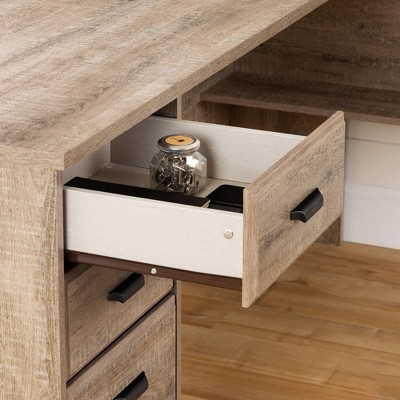 South Shore Weathered Oak L-Shaped Corner Desk with Hutch