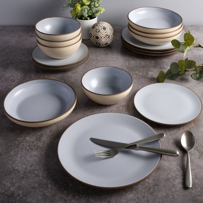 Light Blue Ceramic 16-Piece Dinnerware Set, Service for 4