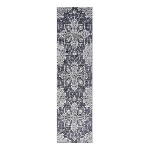 Ivory Gray And Blue Floral Medallion Area Rug - 1 of 4