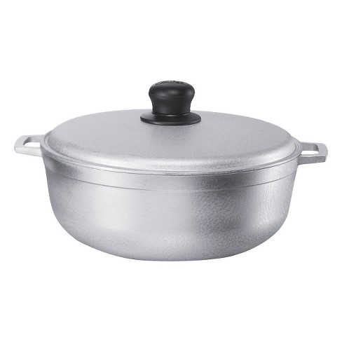 IMUSA Caldero Cooking Stock Pot Cast Aluminum Rounded Sides Lid Handles  9inX3in