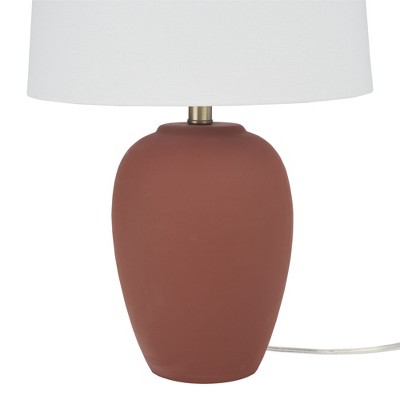 23" Terracotta Ceramic Urn Table Lamp with White Shade