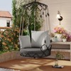 DSVIMOY Outdoor Porch Swing Chair Hanging Basket, Hanging Chair with Cushion for Patio Porch, Balcony, Gray, 34"*32"*76.57" - 2 of 4