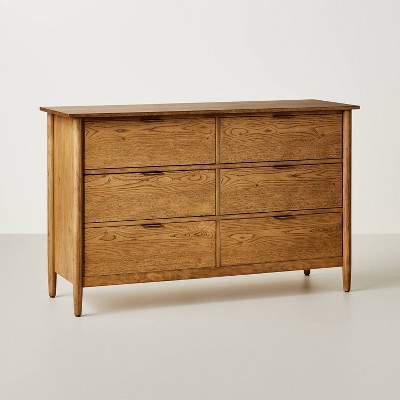 Contemporary Wooden 6-Drawer Horizontal Dresser - Aged Oak - Hearth & Hand™ with Magnolia