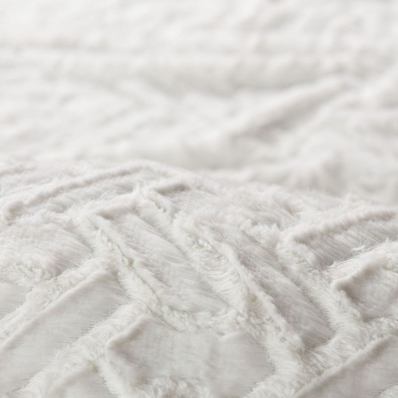 Chanasya Soft Cloud Embossed Faux Fur Luxury Duvet Cover Set, 5 of 7