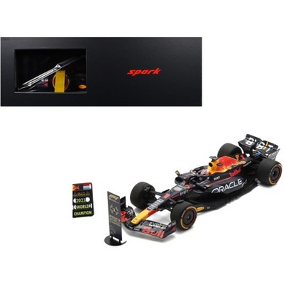 Red Bull Racing RB19 #1 "Oracle" 2nd Place F1 "Qatar Sprint Race" (2023) with Number & Pit Board & Case 1/18 Model Car by Spark
