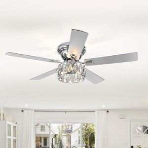 Airsurfer 52" Reversible 5-Blade Ceiling Fan in Chrome with Remote, DC Motor & 3 E12 Light Kit - 1 of 4