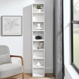 Vertical Bookcase with Adjustable Shelves and Anti-Tip Kit for CDs, DVDs, Books Tall Slim Storage 70.87in -3irtyhousy - 1 of 4