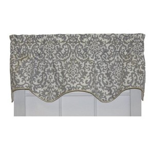 Ellis Curtain Duncan High Quality Room Darkening Solid Natural Color Lined Scallop Window Valance - 50 x15" Sterling - 1 of 3