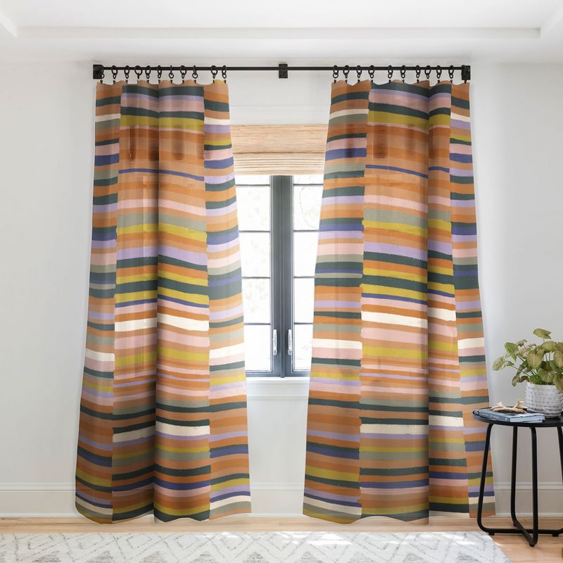 Gigi Rosado Brown striped pattern Set of 2 Panel Sheer Window Curtain - Deny Designs, 2 of 7