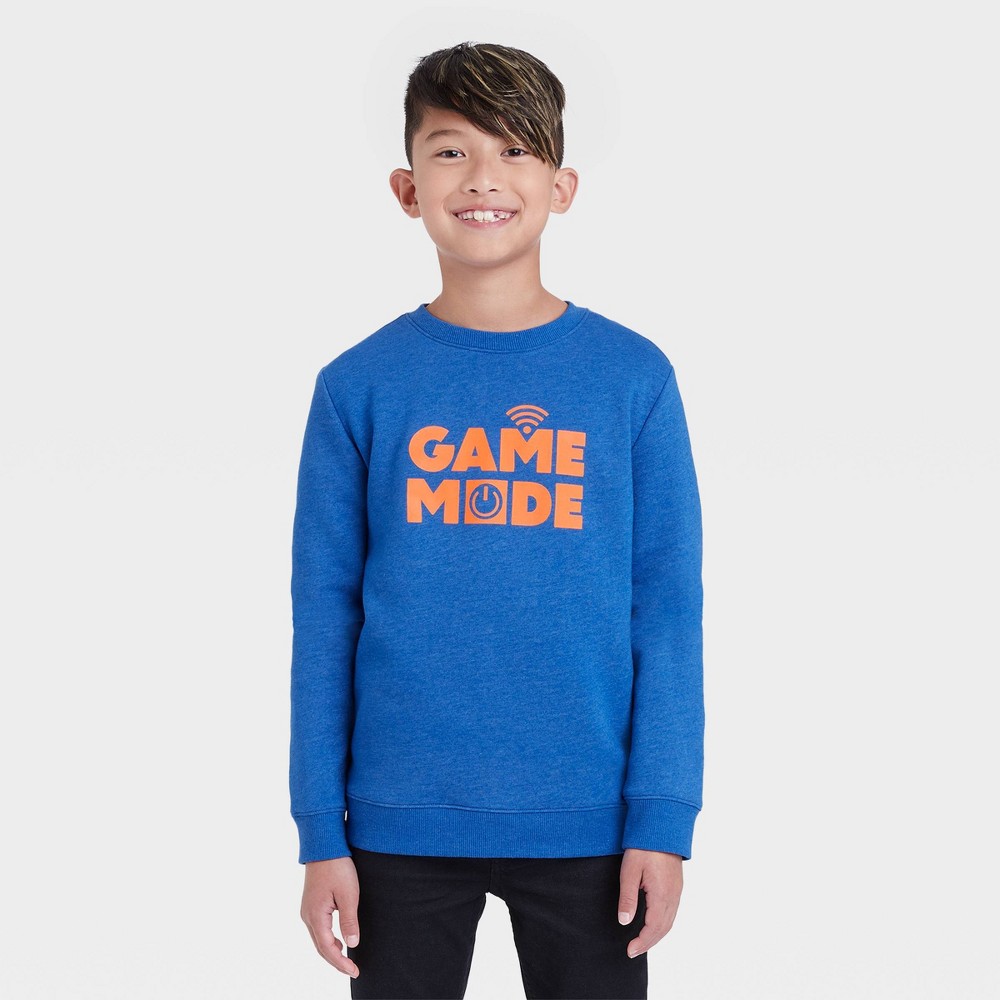 XS Boys' 'Game Mode' Pullover Fleece Sweatshirt - Cat & Jack Cobalt Blue XS