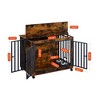 NicBex 38.58Inch Dog Crate Wooden Dog Kennel Furniture with Flip-Up Top End Table Dog Cage with 3 Doors and Wheels,Indoor Use,Rustic Brown - 3 of 4