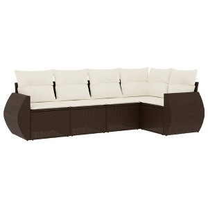 vidaXL Garden Sofa Set Brown, Cream White - 1 of 4
