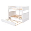 Full Over Full Bunk Bed with Twin Size Trundle, Pine Wood Bunk Bed with Guardrails, White - 3 of 4