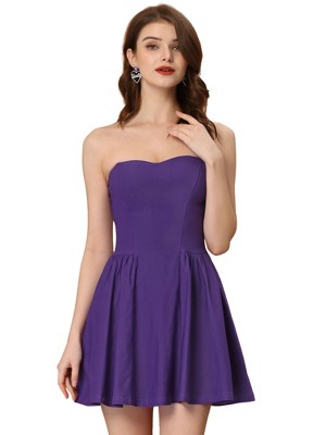 INSPIRE CHIC Women's Strapless Sweetheart Neck Off Shoulder Sleeveless Fit And Flare Mini Party Dress
