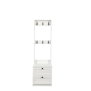 Cesicia 2-in-1 Coat Rack and Nightstand with Drawer & Hooks, Freestanding Clothes Hanger for Bedroom,Hallway - 1 of 4