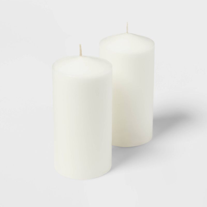 2pk 3&#34; x 6&#34; Unscented Pillar Candles White - Room Essentials&#8482;, 4 of 5