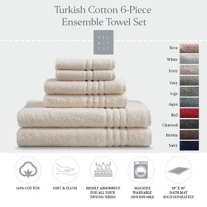 Ella Jayne Luxury 6 Piece Bath Towels Set – Ultra Plush & Absorbent 100% Premium Cotton Towels – Soft, Quick-Dry Bath Towels for Hands, Face & Body - 1 of 4