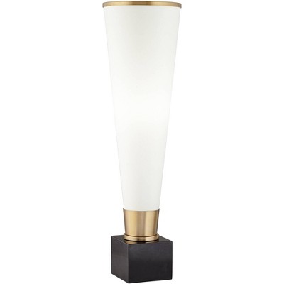 Pacific Coast Lighting Soho 31 3/4" Tall Large Modern Console Lamp Black Marble Single Off-White Shade Living Room Bedroom Bedside Nightstand House