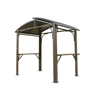Mondawe 8x5FT Arc Roof, Grill Canopy for Outdoor Grill With Double Galvanized Steel Roof and 2 Side Shelves, BBQ Gazebo Grill Tent - 1 of 4
