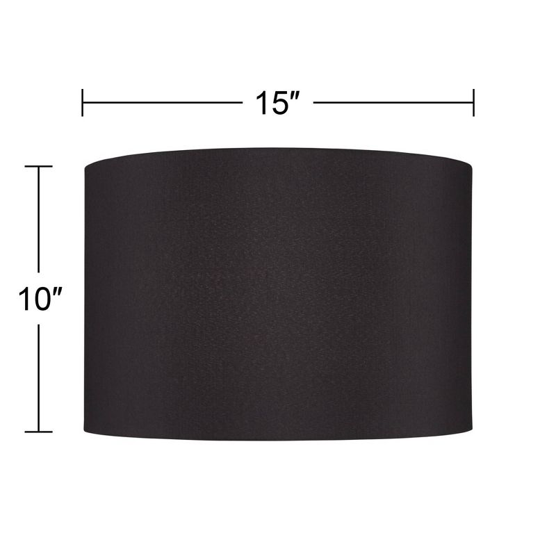 Springcrest Black Faux Silk Medium Tapered Drum Lamp Shade 15" Top x 15" Bottom x 10" Slant x 10" High (Spider) Replacement with Harp and Finial, 4 of 7