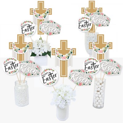 Big Dot of Happiness Religious Easter - Christian Holiday Party Centerpiece Sticks - Table Toppers - Set of 15