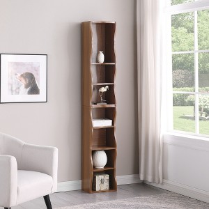 PDTEND 8-Tier Multi-functional Adjustable Ultra-Thin Bookshelf with Wavy Border Design for Home, Office, Display & Storage - 1 of 4