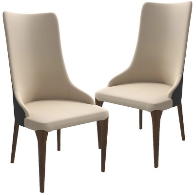 LeisureMod Elm Upholstered Dining Chair – High Back Side Chair with Ash Wood Legs and Curved Backrest for Kitchen and Dining Room Set of 2