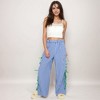 Anna-Kaci Lounge Women's Gingham Wide Leg Pants with Elastic Waistband Contrast Side Ribbon Tie Details and Relaxed Full-Length Fit - 2 of 4