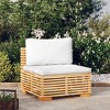 vidaXL Solid Teak Wood Patio Middle Sofa with Cream Cushions - Weather-Resistant Outdoor Furniture for Terrace, Garden, Cozy Seating Arrangement - 2 of 4