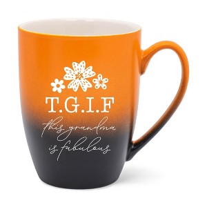 Elanze Designs TGIF This Grandma Is Fabulous Two Toned Ombre Matte Orange and Black 12 ounce Ceramic Stoneware Coffee Cup Mug - 1 of 4