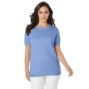 Jessica London Women's Plus Size Fine Gauge Crewneck Shell - 1 of 4